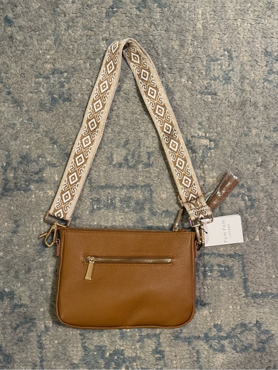 Pom Pom London Handbags - NEW Pom Pom London Crossbody Bag, Tan Leather Purse with Changeable Straps